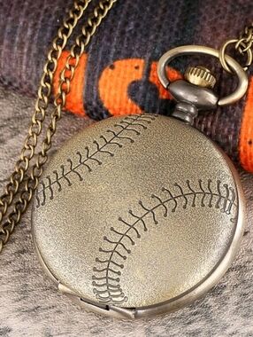 Baseball Full Hunter Quartz Pocket Watch On Chain See All Sports Available